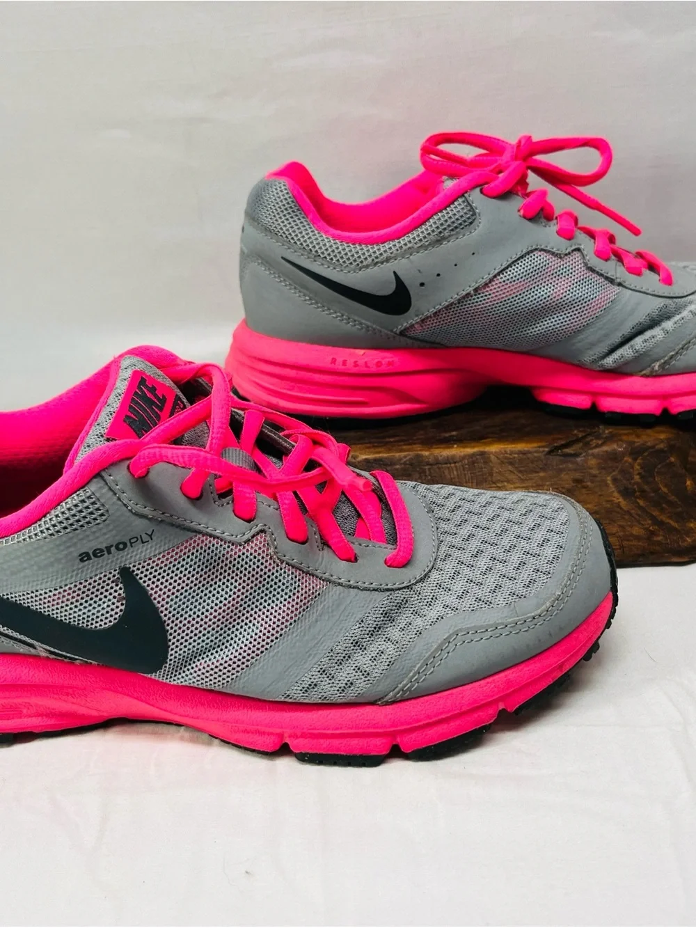 Nike Women's Gray and Hot Pink Athletic Running Sneakers